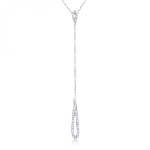 Chrisette 0.4ct Cz Rhodium Classic Drop Lariat Necklace