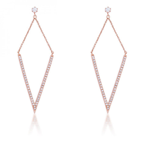 Michelle 1.2ct Cz Rose Gold Delicate Pointed Drop Earrings