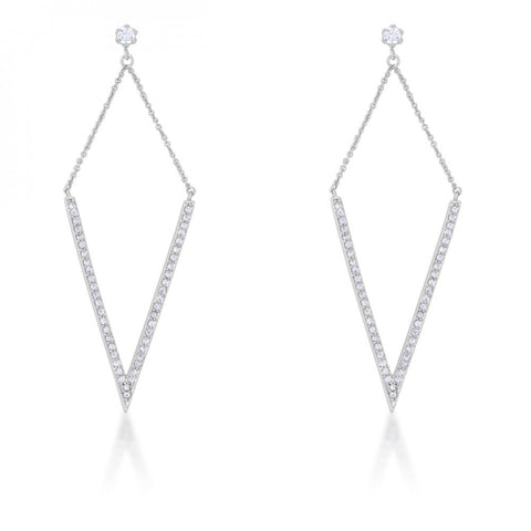 Michelle 1.2ct Cz Rhodium Delicate Pointed Drop Earrings