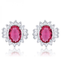 Chrisalee 3.3ct Ruby Cz Rhodium Classic Stud Earrings