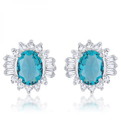 Chrisalee 3.3ct Aqua Cz Rhodium Classic Stud Earrings