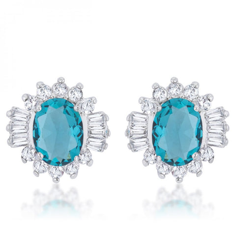 Chrisalee 3.3ct Aqua Cz Rhodium Classic Stud Earrings