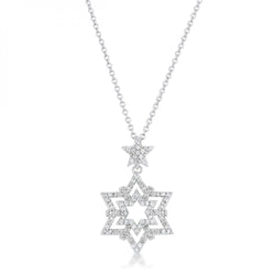 Stella 0.3ct Cz Rhodium Star Drop Necklace