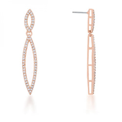 Sara 1.2ct Cz Rose Gold Delicate Double Teardrop Drop Earrings