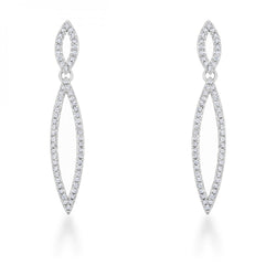 Sara 1.2ct Cz Rhodium Delicate Double Teardrop Drop Earrings