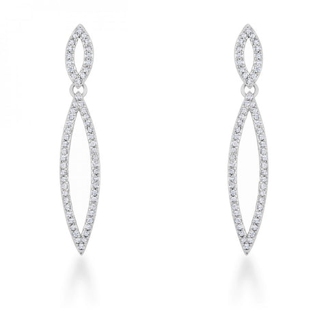 Sara 1.2ct Cz Rhodium Delicate Double Teardrop Drop Earrings