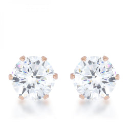 Reign 3.4ct Cz Rose Gold Stainless Steel Stud Earrings