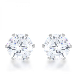 Reign 3.4ct Cz Rhodium Stainless Steel Stud Earrings