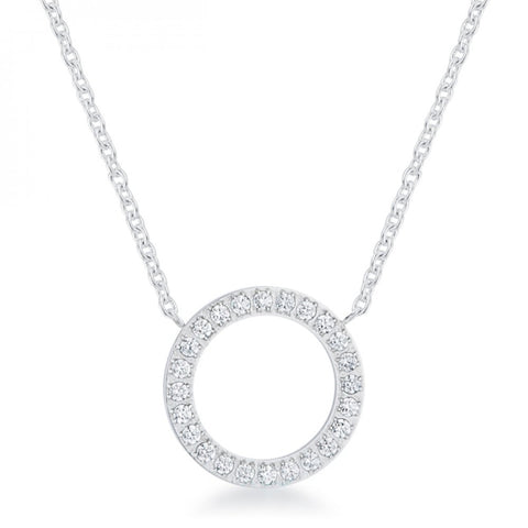 Clara 0.3ct Cz Rhodium Stainless Steel Circle Necklace