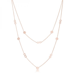 Krystal Rose Gold Stainless Steel Infinity Station Layer Necklace