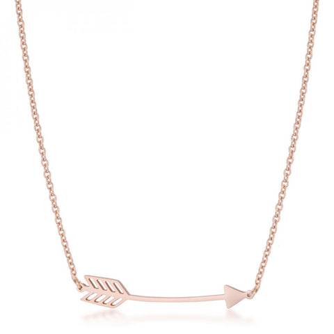 Arianna Rose Gold Stainless Steel Arrow Necklace