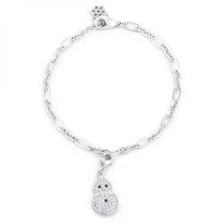 Snowman 0.2ct Cz Rhodium Holiday Charm Bracelet