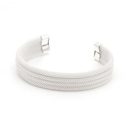 Silver Tone Linear Mesh Cuff