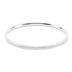 Simple Silvertone Crystal Bangle