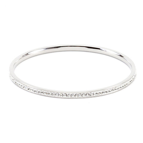 Simple Silvertone Crystal Bangle