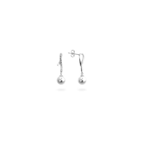 Pearl Cubic Zirconia Dangle Earrings