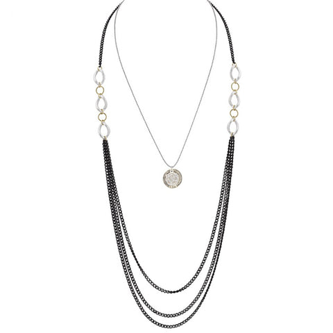 Three-toned Layered Chain Necklace