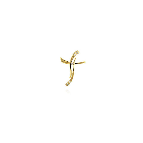 Golden Wavy Cross Pendant