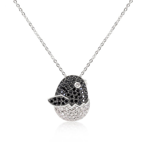 Black And White Cz Baby Bird Pendant