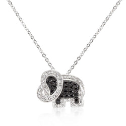 Black And White Cz Elephant Pendant