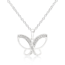 Dainty Butterfly Cz Pendant Necklace