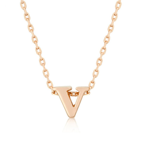 Rose Gold Initial V Pendant