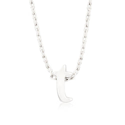 Silvertone Initial T Pendant