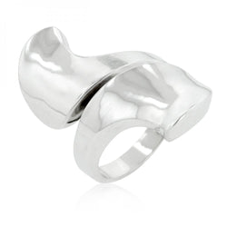 Silvertone Finish Abstract Statement Ring