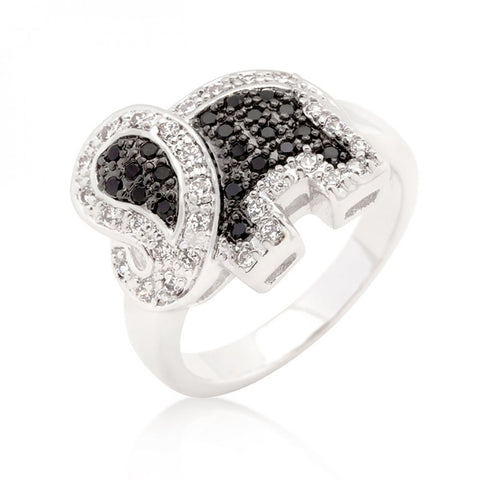 Black And White Cubic Zirconia Elephant Ring