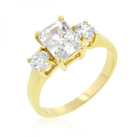 Triplet Radiant Round Cubic Zirconia Ring