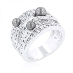 Gray Pearl Cocktail Ring