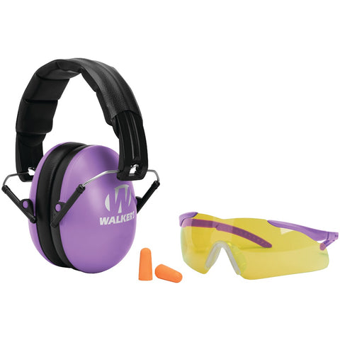 Walkers Game Ear Youth & Women&#39;s Folding Muff With Glasses & Plug Combo Kit (purple)