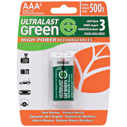 Ultralast Green High-power Rechargeables Aaa Nimh Batteries 2 Pk