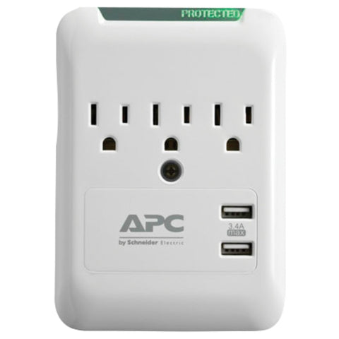 Apc Essential Surgearrest 3-outlet Wall Tap With 2 Usb Charging Ports