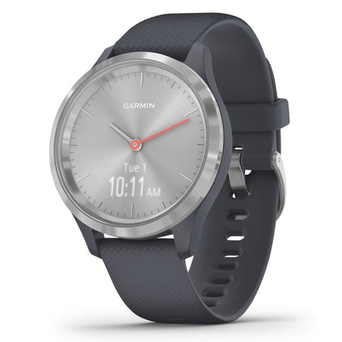Garmin Vivomove 3s Hybrid Smartwatch (silver Stainless Steel Bezel With Granite Blue Case And Silicone Band)