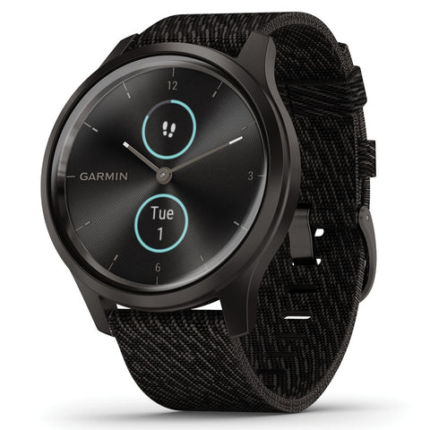 Garmin Vivomove Style Hybrid Smartwatch (graphite Aluminum Case With Black Pepper Woven Nylon Band)