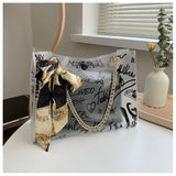 New Printed Bowknot Silk Scarf Large Capacity Shoulder Bag